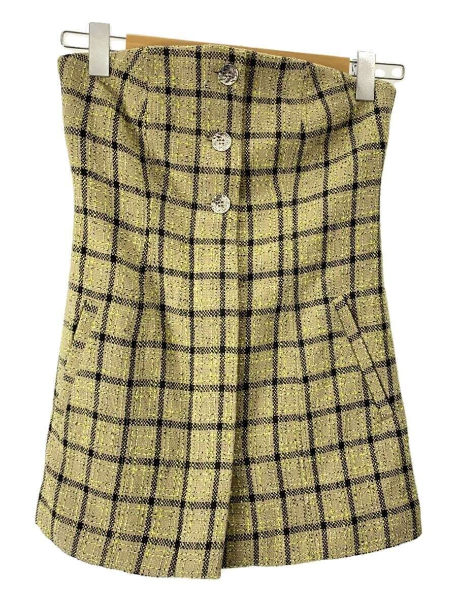 【中古】GANNI◆トップス/34/綿織物/KHK/照合のしるし/Check Suiting Strapless top【レディース御召しもの】