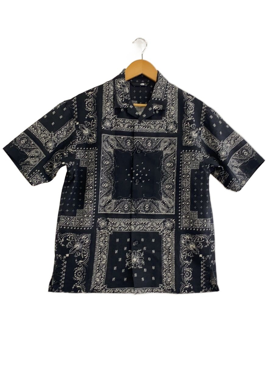 【中古】THE NORTH FACE◆S/S ALOHA VENT SHIRT_ショートスリーブアロハベントシャツ/S/ポリエステル/BLK//【メンズウェア】