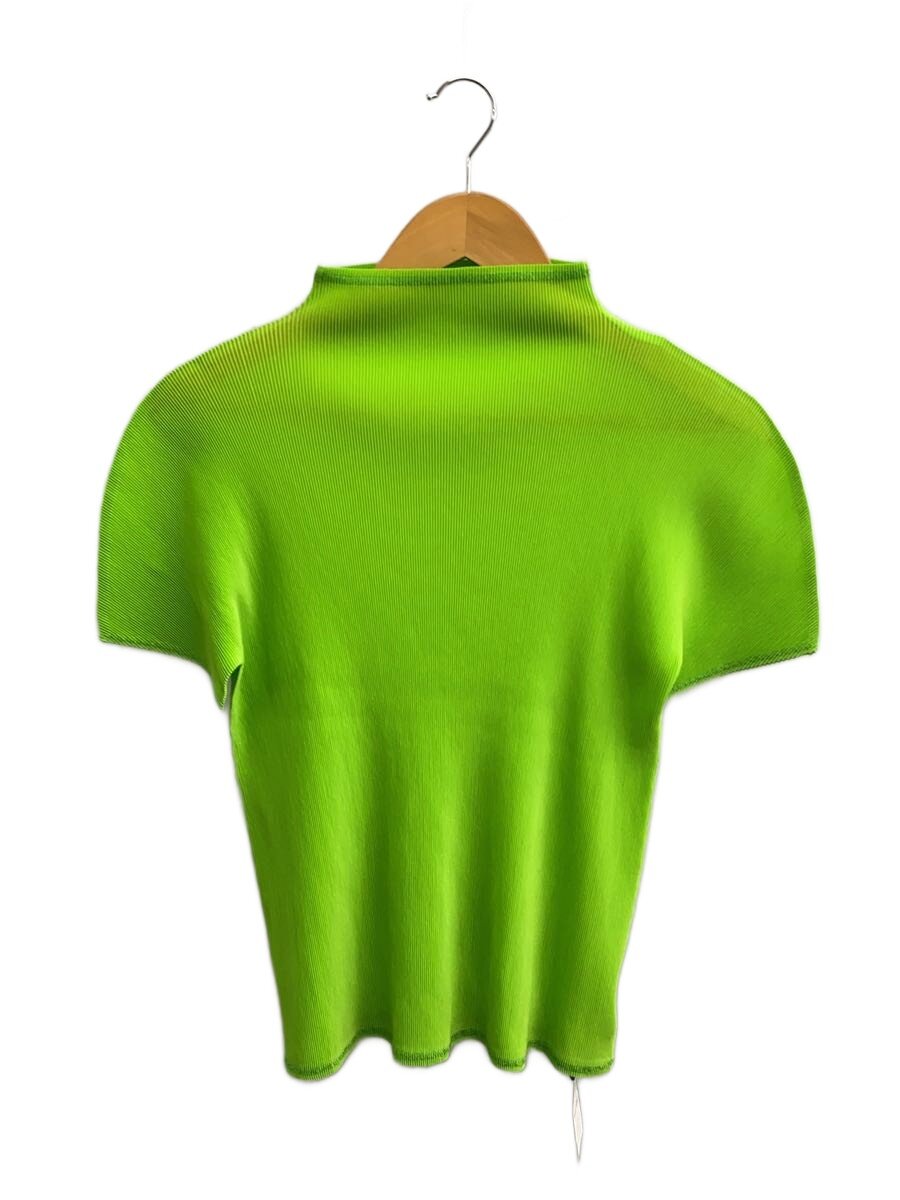 【中古】PLEATS PLEASE ISSEY MIYAKE◆ハイネック細筋目半袖カットソー/3/ポリエステル/GRN/fk303/? NULL ?【レディース御召しもの】