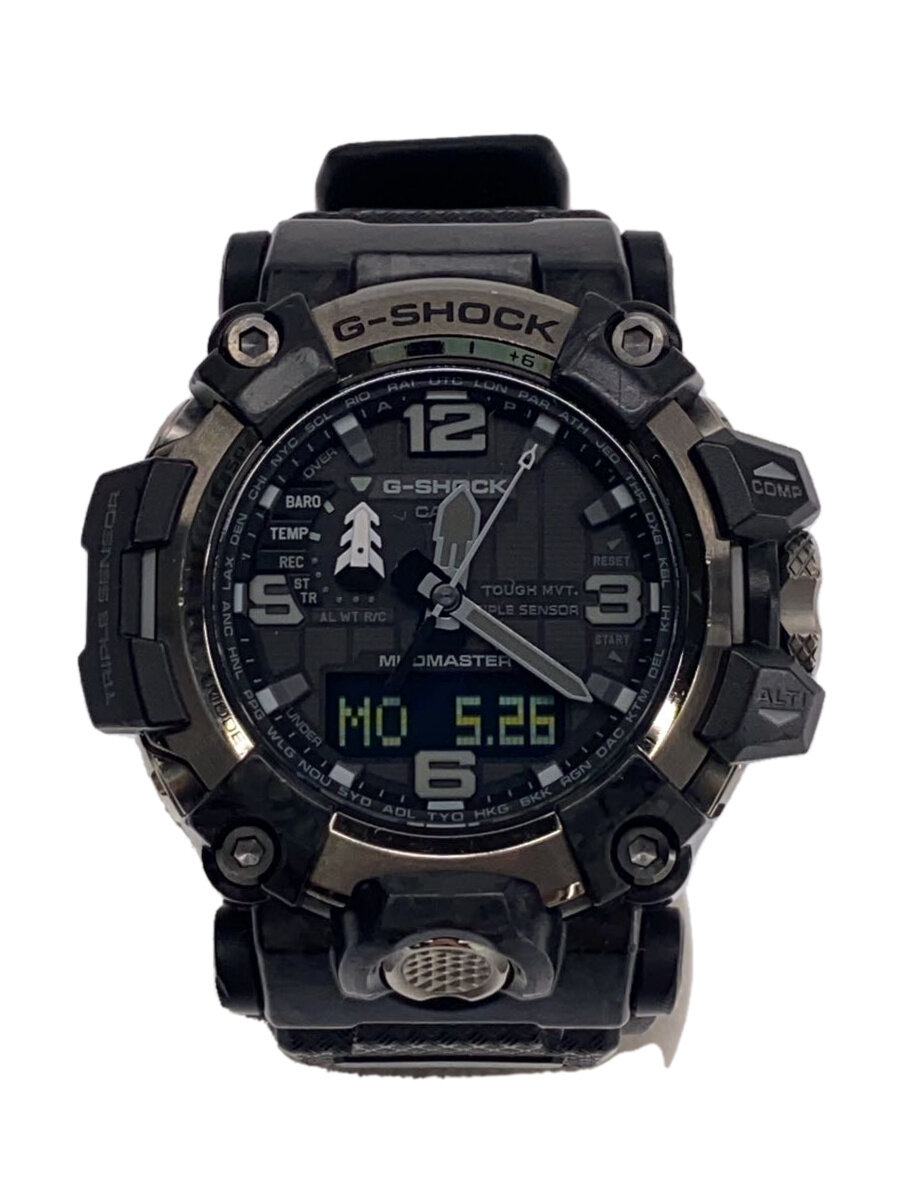 【中古】CASIO◆ソーラーウオッチ_G-SHOCK/デジアナ/天然ゴム/BLK/BLK【服飾雑貨他】