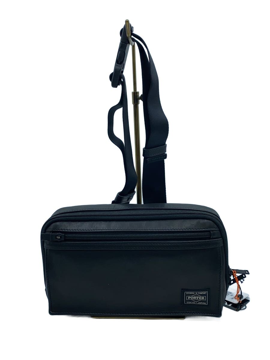 【中古】PORTER◆ウエストバッグ/レザー/BLK/無地/022-03796//【バッグ】｜2ｎｄ STREET 店