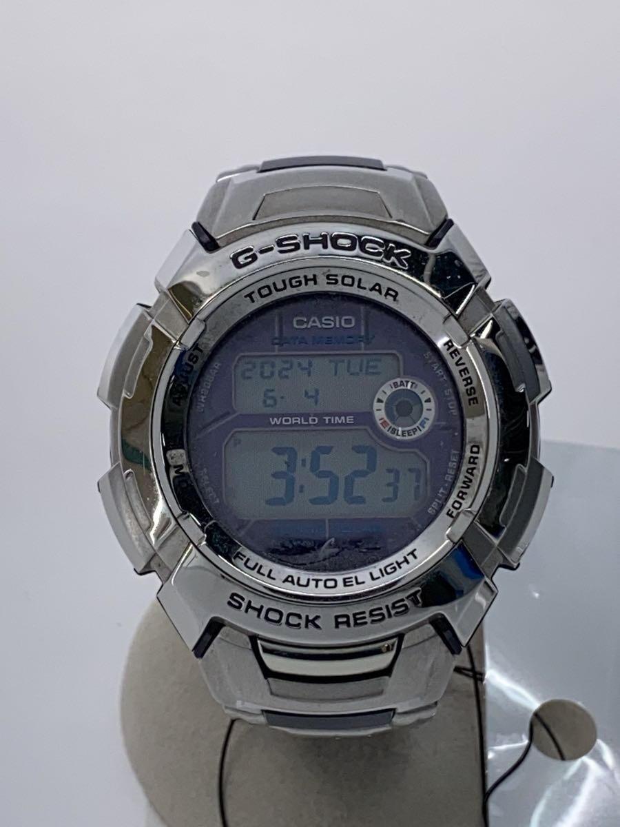 【中古】CASIO◆ソーラーウオッチ・G-SHOCK/デジタル/SLV【服飾雑貨他】