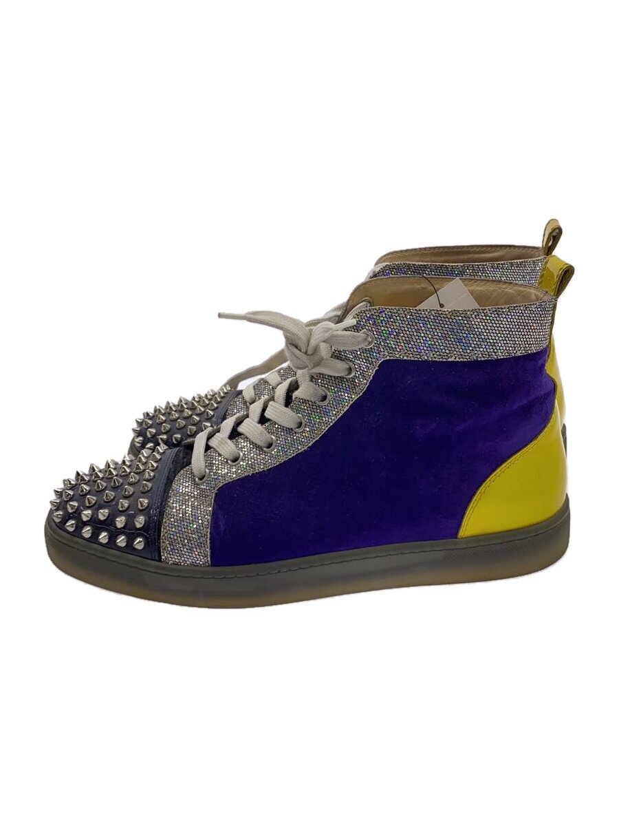 【中古】Christian Louboutin◆ルイス滑っこい/グリッターラメ/スパイクスタッズ/ハイカットスニーカー/42/パープル//【シューズ】
