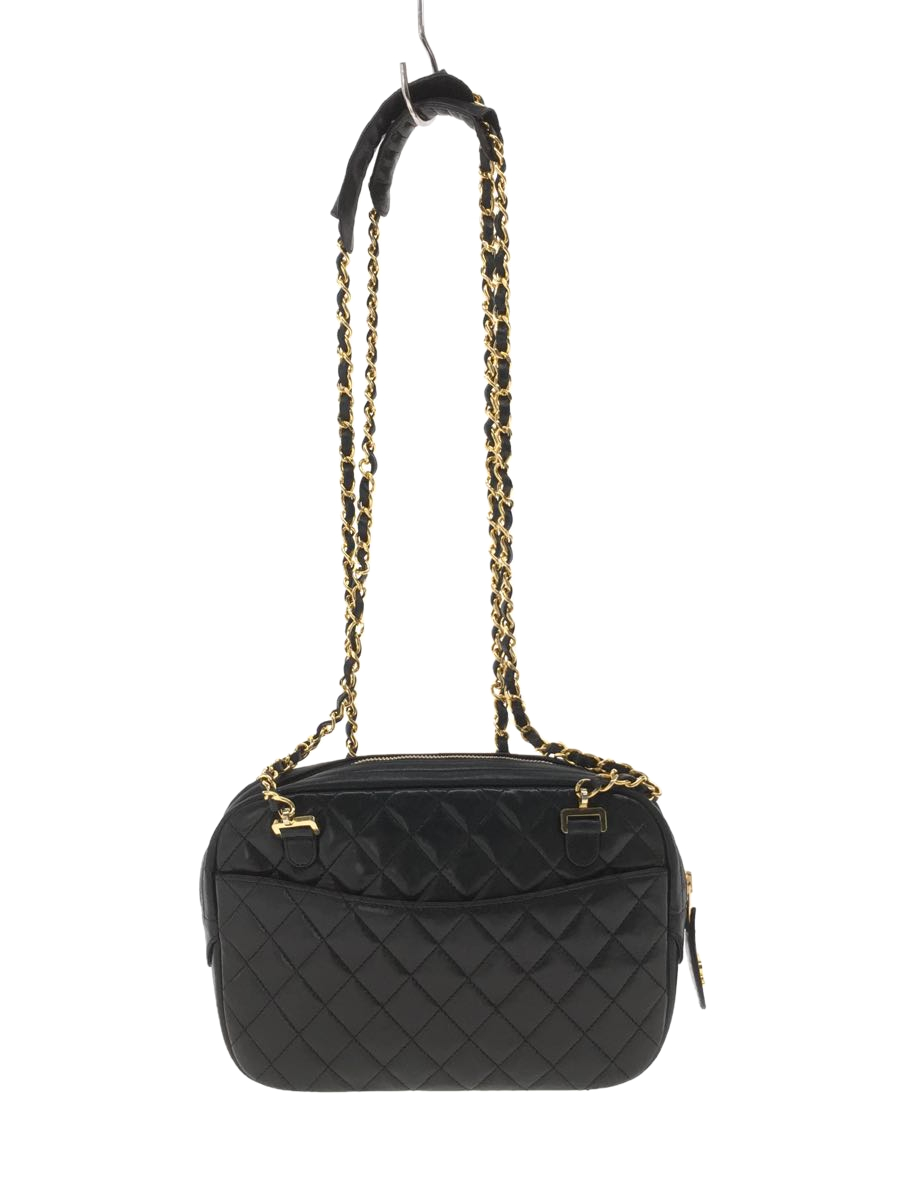 Used Chanel Shoulder Bag/Double Chain  Shoulder/Leather/Black/Matelasse/1205137/C