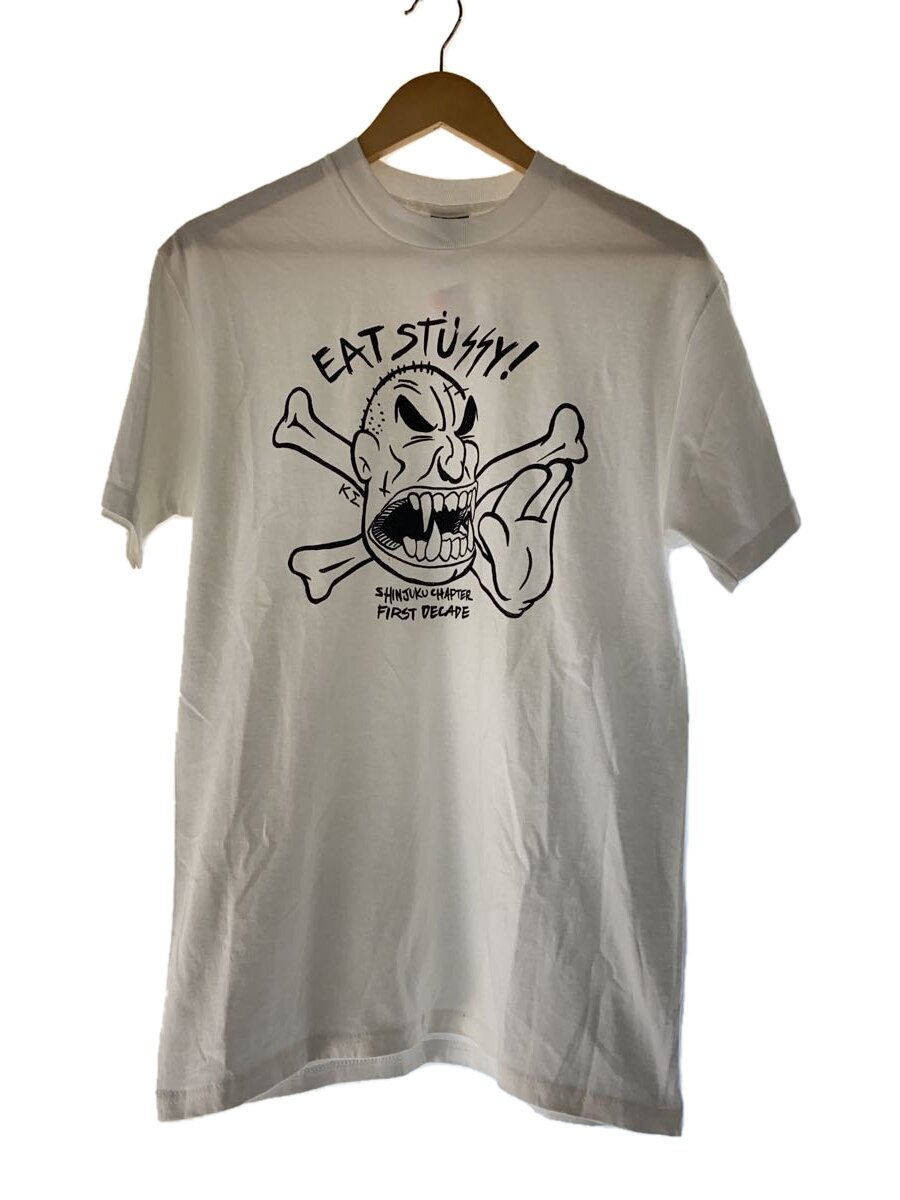 【中古】STUSSY◆×KOSTAS/SHINJUKU CHAPTER 10th Tee/プルオーバー/M/綿織物/WHT/刷り上げる【メンズウェア】