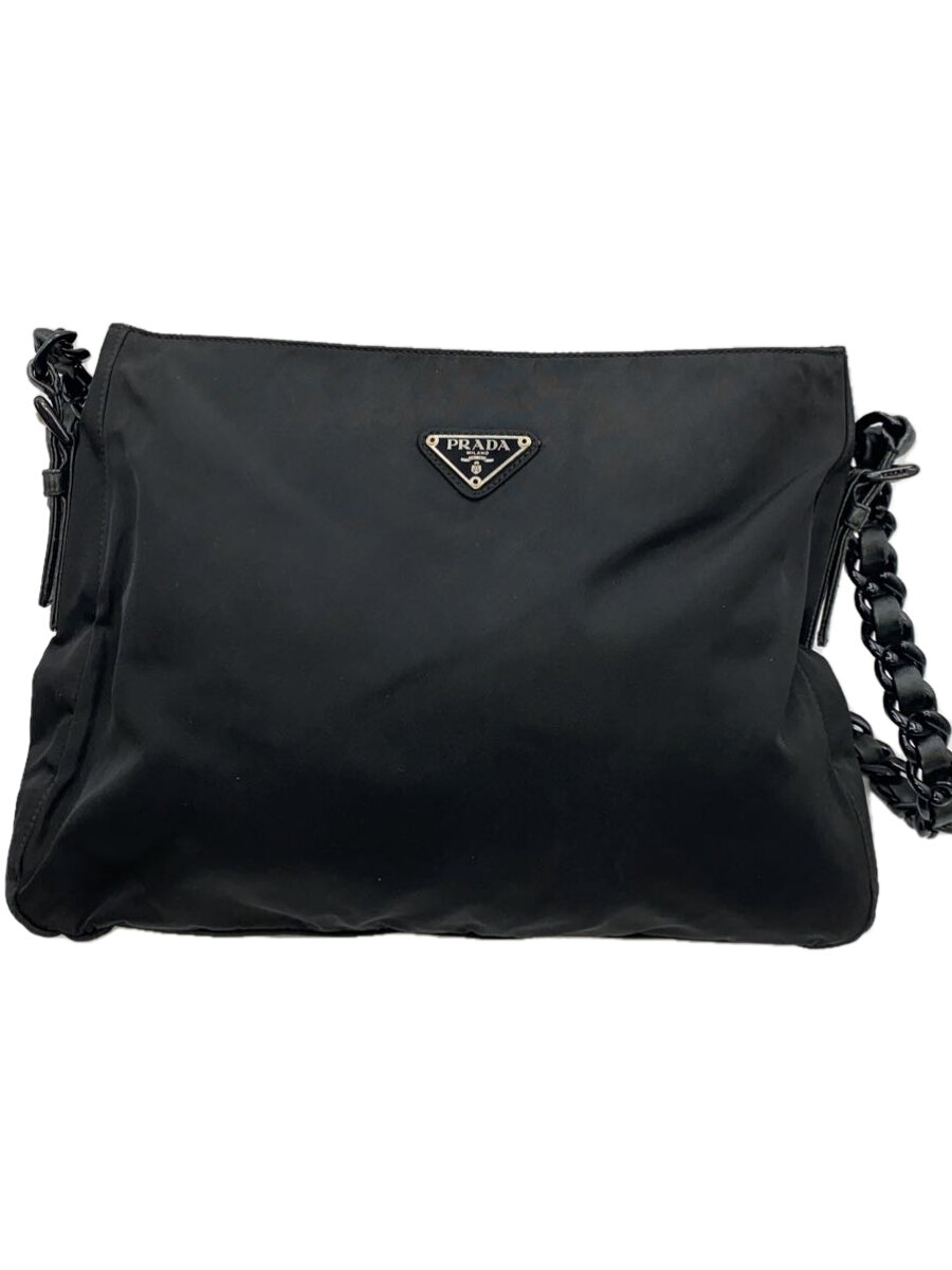 【中古】PRADA◆ショルダーバッグ/ナイロン/BLK【御徒面子】