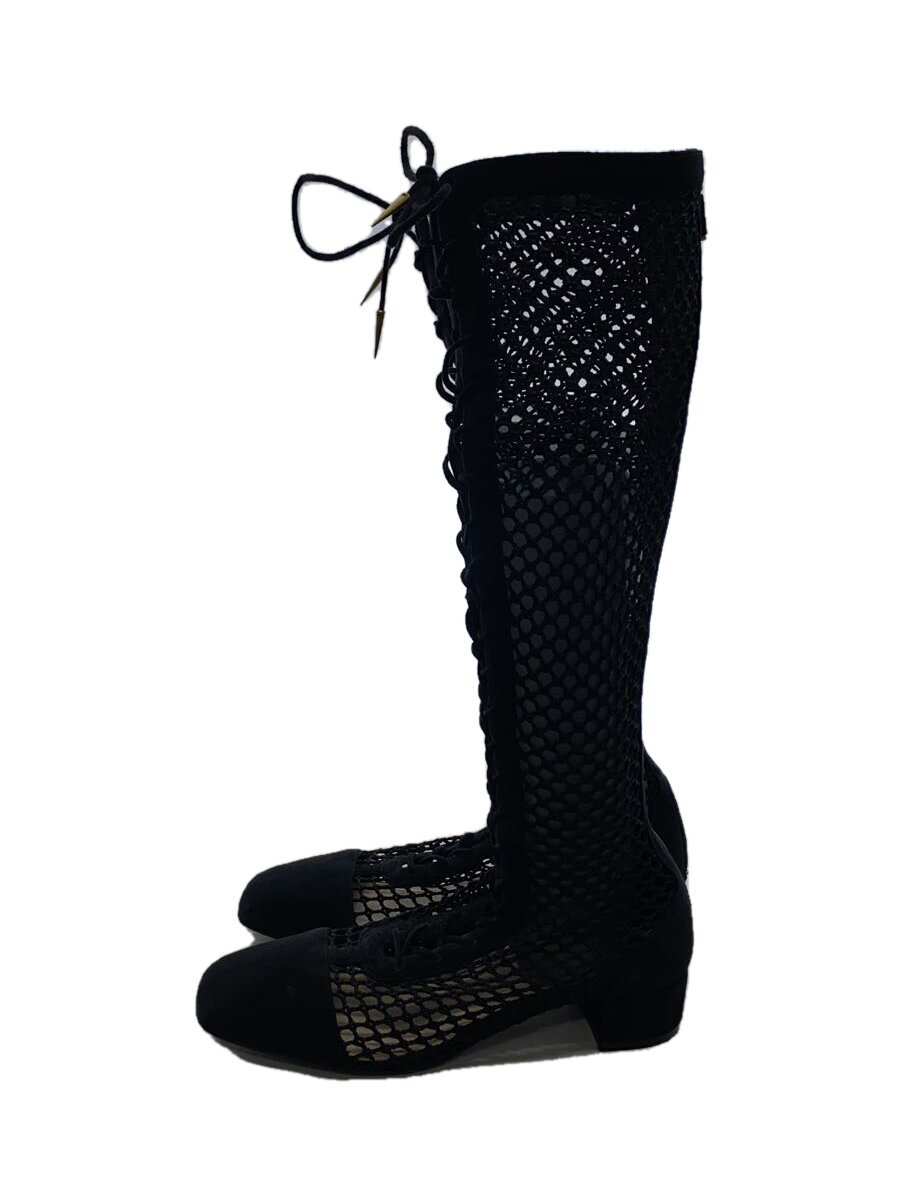 【中古】Christian Dior◆ロングブーツ/36.5/BLK/メッシュブーツ【シューズ】