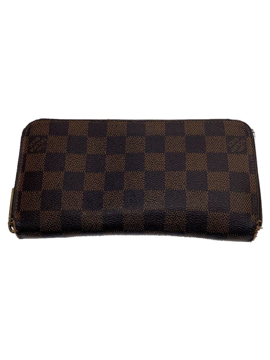 【中古】LOUIS VUITTON◆1)ジッピー・ウォレット_ダミエ・エベヌ_BRW/PVC/BRW/総柄/レディース【服飾雑貨他】