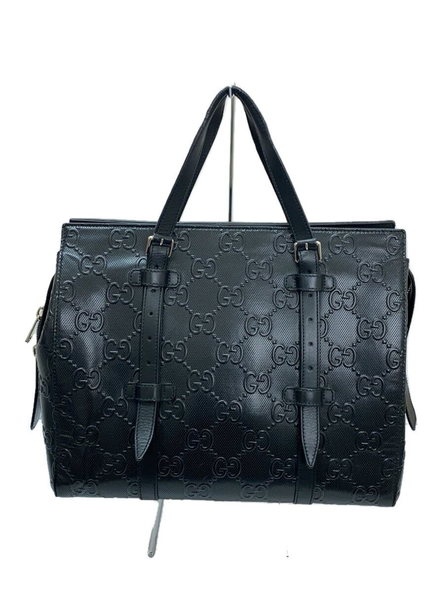【中古】GUCCI◆GGエンボス_トートバッグ/レザー/BLK/総柄/635774/角小傷有/内側小汚れ【バッグ】｜2ｎｄ STREET 店
