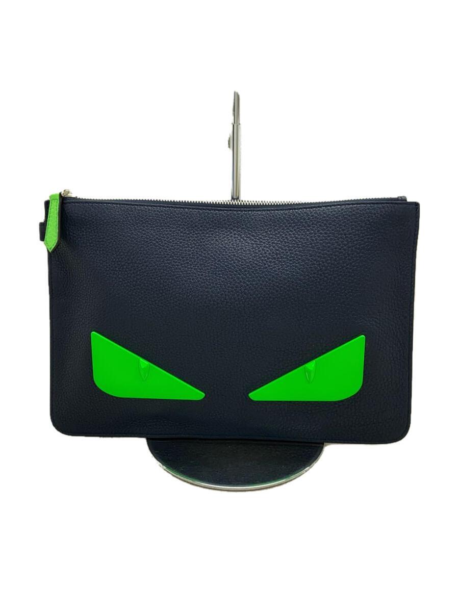 【中古】FENDI◆御徒面子/バッグバグスモンスター/なめし革/BLK/無地/7VA433【御徒面子】