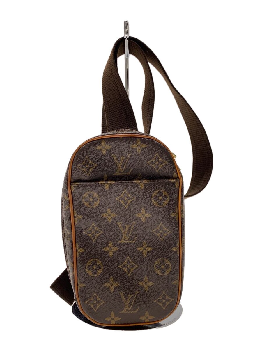 【中古】LOUIS VUITTON◆ポシェット・ガンジュ_ダミエ・エベヌ_BRW/なめし革/BRW/総柄【御徒面子】