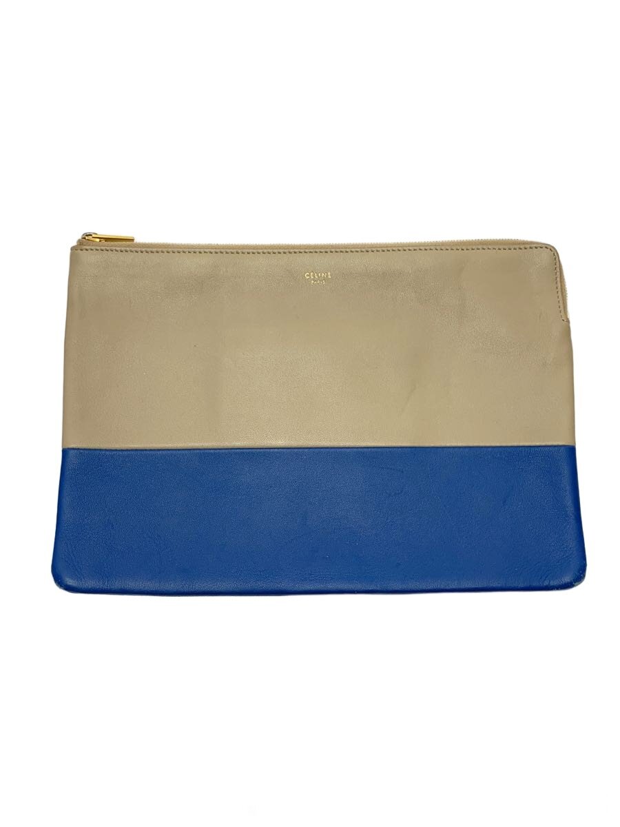 【中古】CELINE◆御徒面子/なめし革/BLU/バイ色つや【御徒面子】