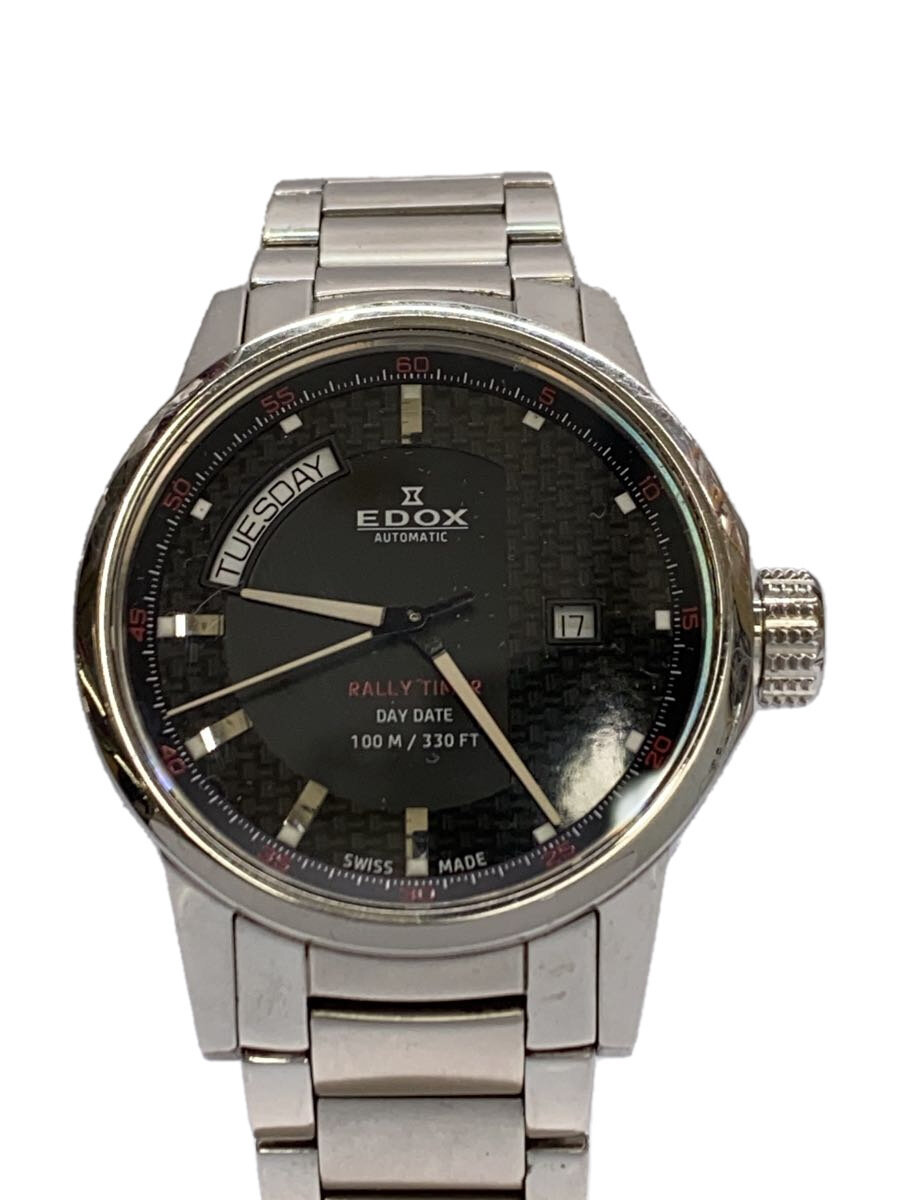 【中古】EDOX◆自動小銃巻ウォッチ/アナログ/ステンレス鋼/BLK/SLV/SS/83009//【服飾雑貨他】