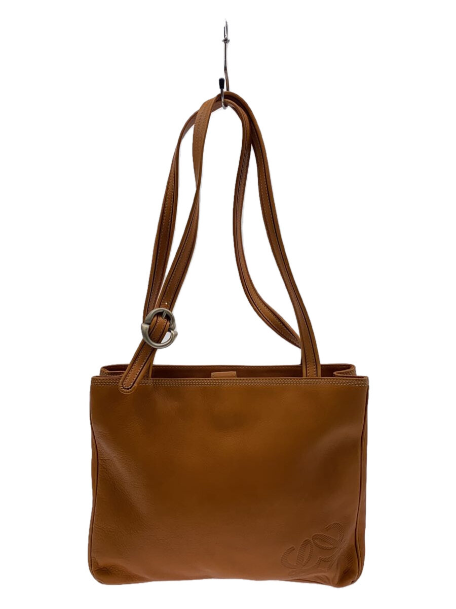 【中古】LOEWE◆ショルダーバッグ/なめし革/CML/無地//【御徒面子】