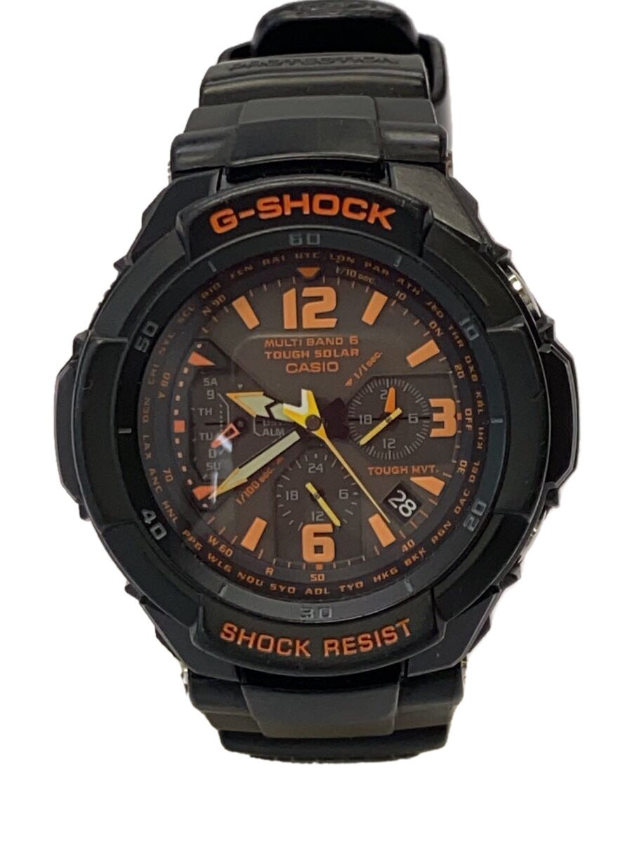 【中古】CASIO◆ソーラーウオッチ・G-SHOCK/アナログ/BLK/BLK【服飾雑貨他】