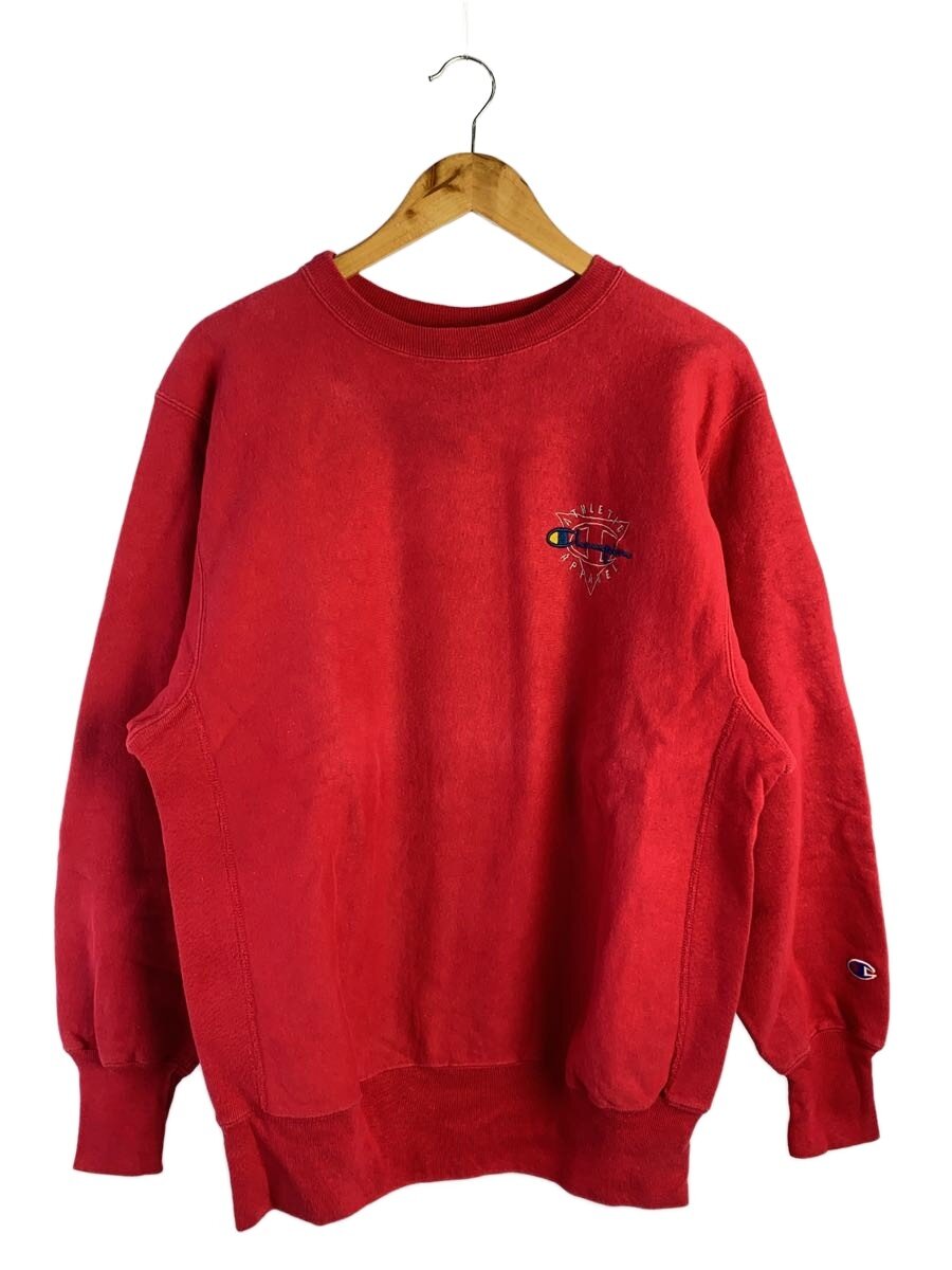 【中古】Champion◆90s/USA製/REVERSE WEAVE/逆さま/汗水/XL/綿織物/RED【メンズウェア】