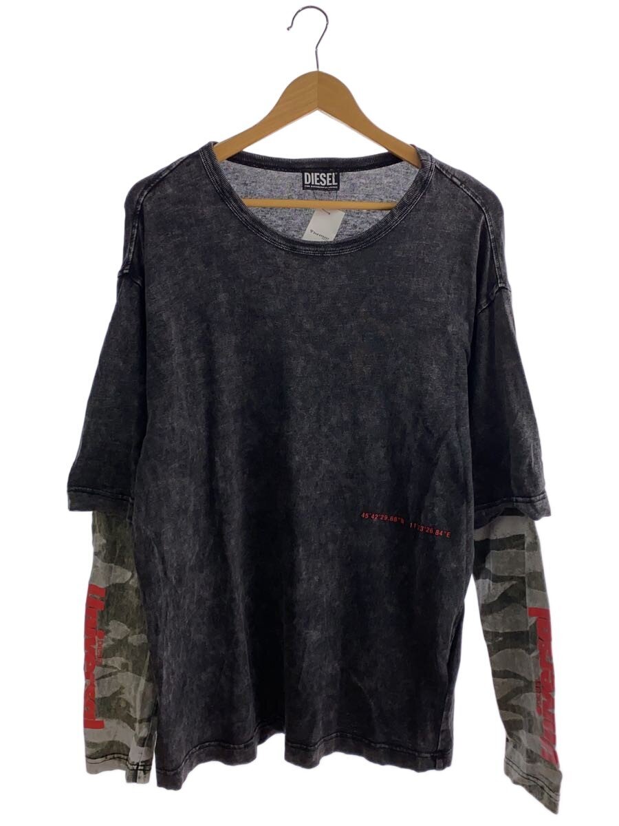 【中古】DIESEL◆T-Schul/長袖プルオーバー/レイヤードカットソー/S/綿織物/GRY/A06958【メンズウェア】