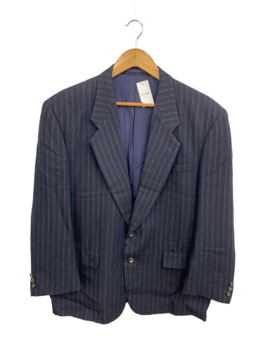 【中古】COMME des GARCONS HOMME◆テーラードジャケット/M/羊毛/NVY/縞模様/HJ-05038M【メンズウェア】