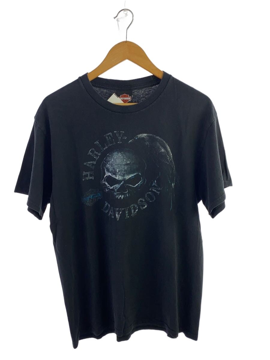 【中古】HARLEY DAVIDSON◆BR/スカル/鴉/プルオーバー/L/綿織物//黒いこと刷り上げる【メンズウェア】