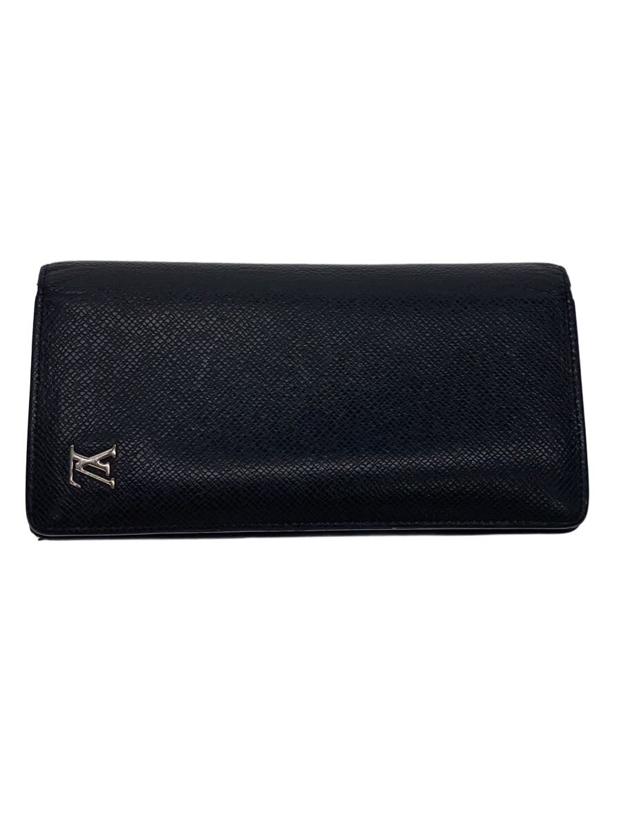 【中古】LOUIS VUITTON◆ポルト・フォイユ・ブラザ_タイ王国ガ/牛皮/BLK/メンズ【服飾雑貨他】