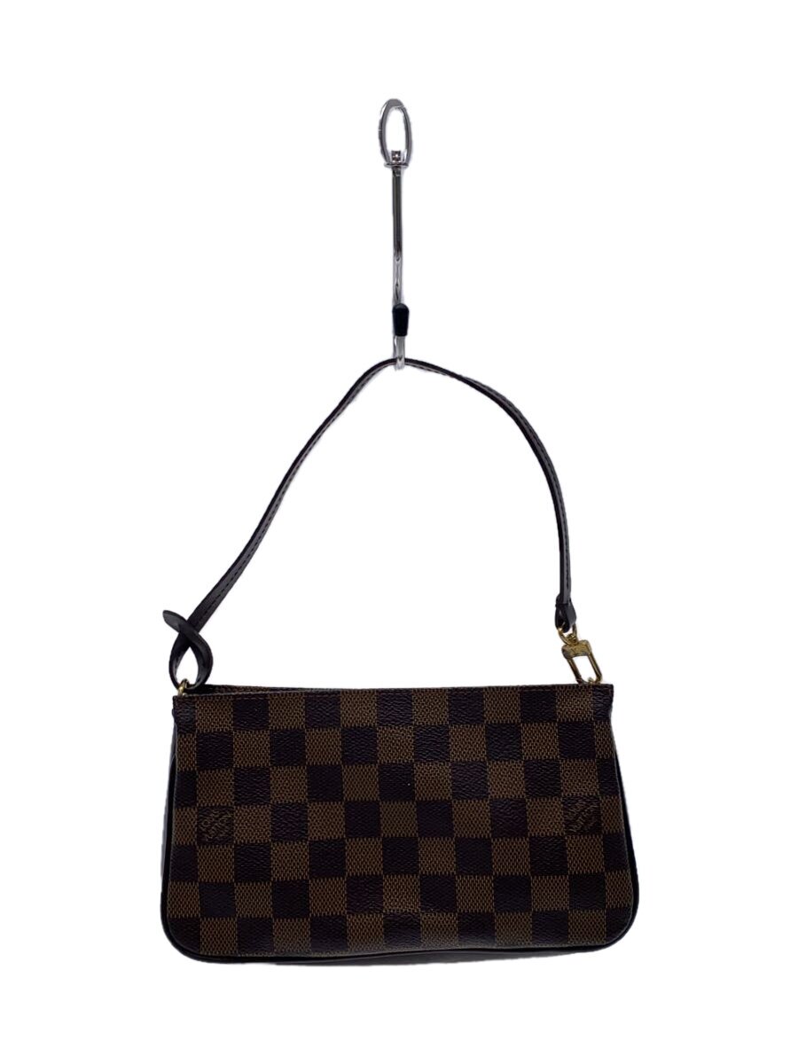 【中古】LOUIS VUITTON◆ポシェット・アクセソワール_ダミエ・エベヌ_BRW/PVC/BRW【御徒面子】