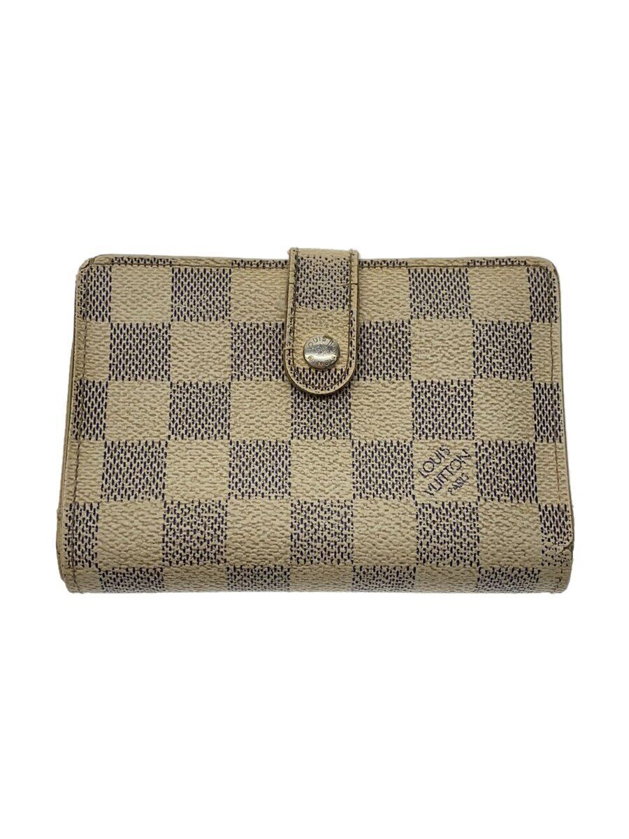 【中古】LOUIS VUITTON◆ポルト・フォイユ・ヴィエノワ_ダミエ・アズール_WHT/PVC/WHT/総柄/レディース//【服飾雑貨他】