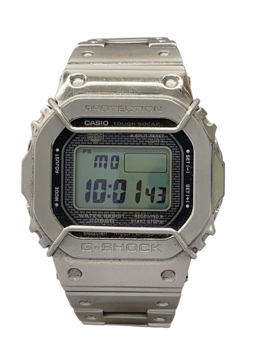 【中古】CASIO◆ソーラーウオッチ・G-SHOCK/デジタル/SLV/SLV【服飾雑貨他】