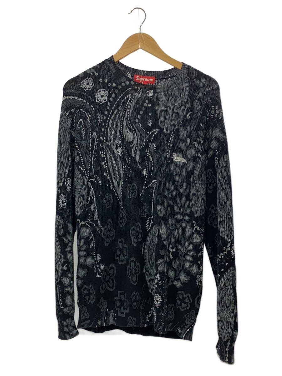 【中古】Supreme◆編み物・スウェーター(薄っぺら)/L/綿織物/BLK/ペーズリー【メンズウェア】