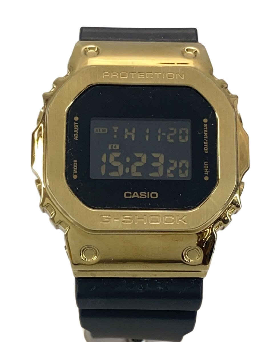 【中古】CASIO◆石英ウオッチ_G-SHOCK/デジタル/天然ゴム/GLD/BLK【服飾雑貨他】
