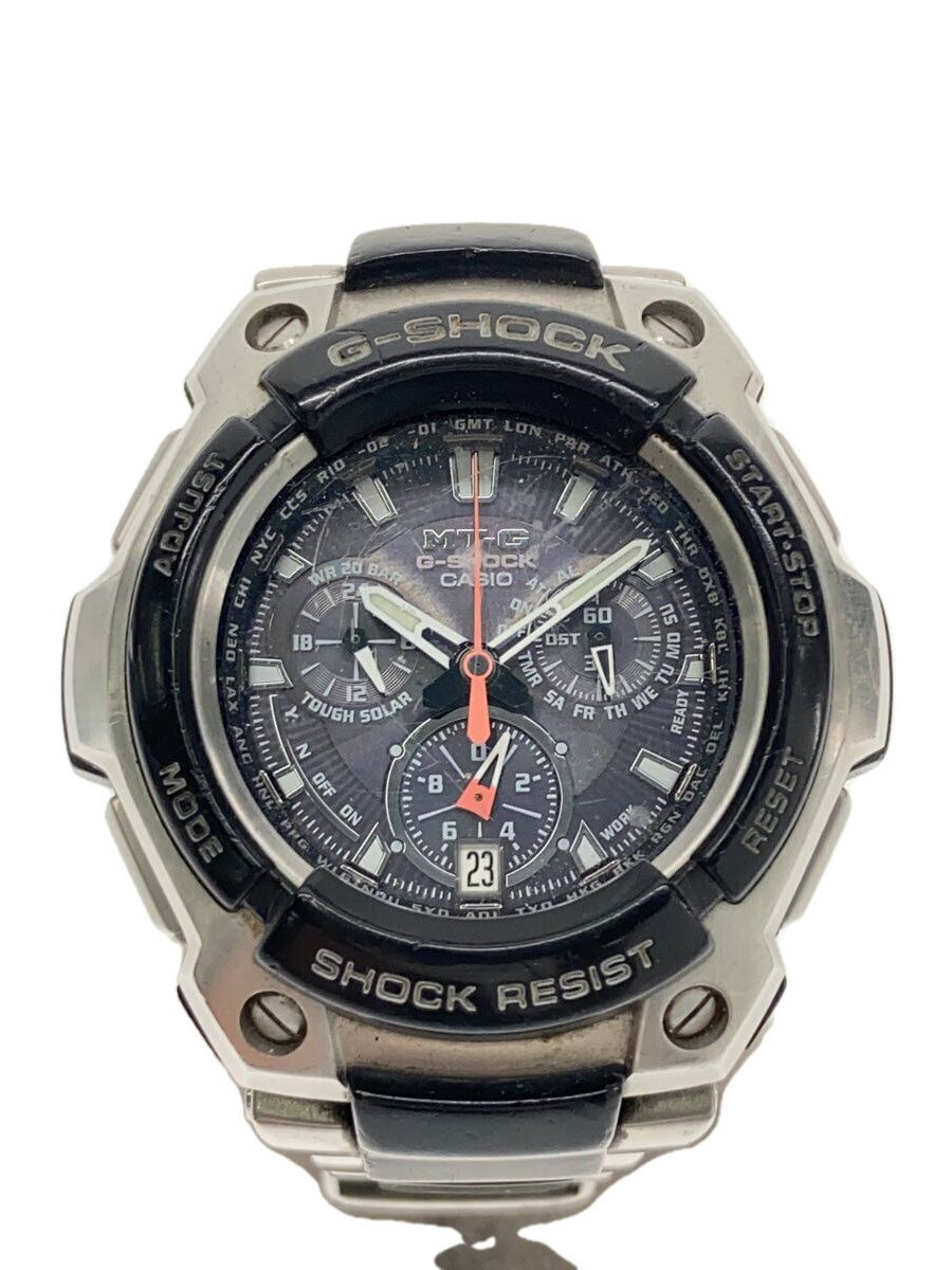 【中古】CASIO◆ソーラーウオッチ・G-SHOCK/アナログ/SLV【服飾雑貨他】