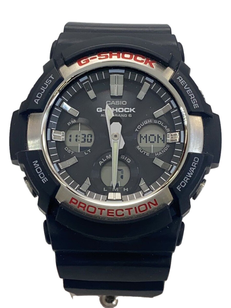 【中古】CASIO◆ソーラーウオッチ・G-SHOCK/デジアナ/天然ゴム/BLK/BLK【服飾雑貨他】