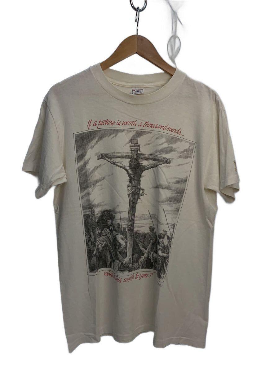 【中古】DELTA◆ティーシャツ/M/綿織物/WHT/90s/JESUS/WHAT WORTH IS THIS TO YOU?/物質の状態考//【メンズウェア】