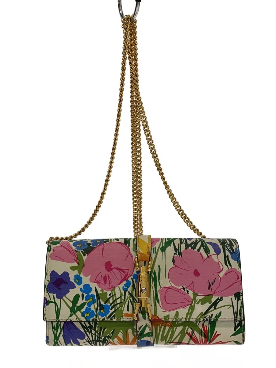 【中古】GUCCI◆ジャッキーチェーンウォレット/植物相/長札入れ/--/マルチ色合い/花柄/レディース/65//【服飾雑貨他】