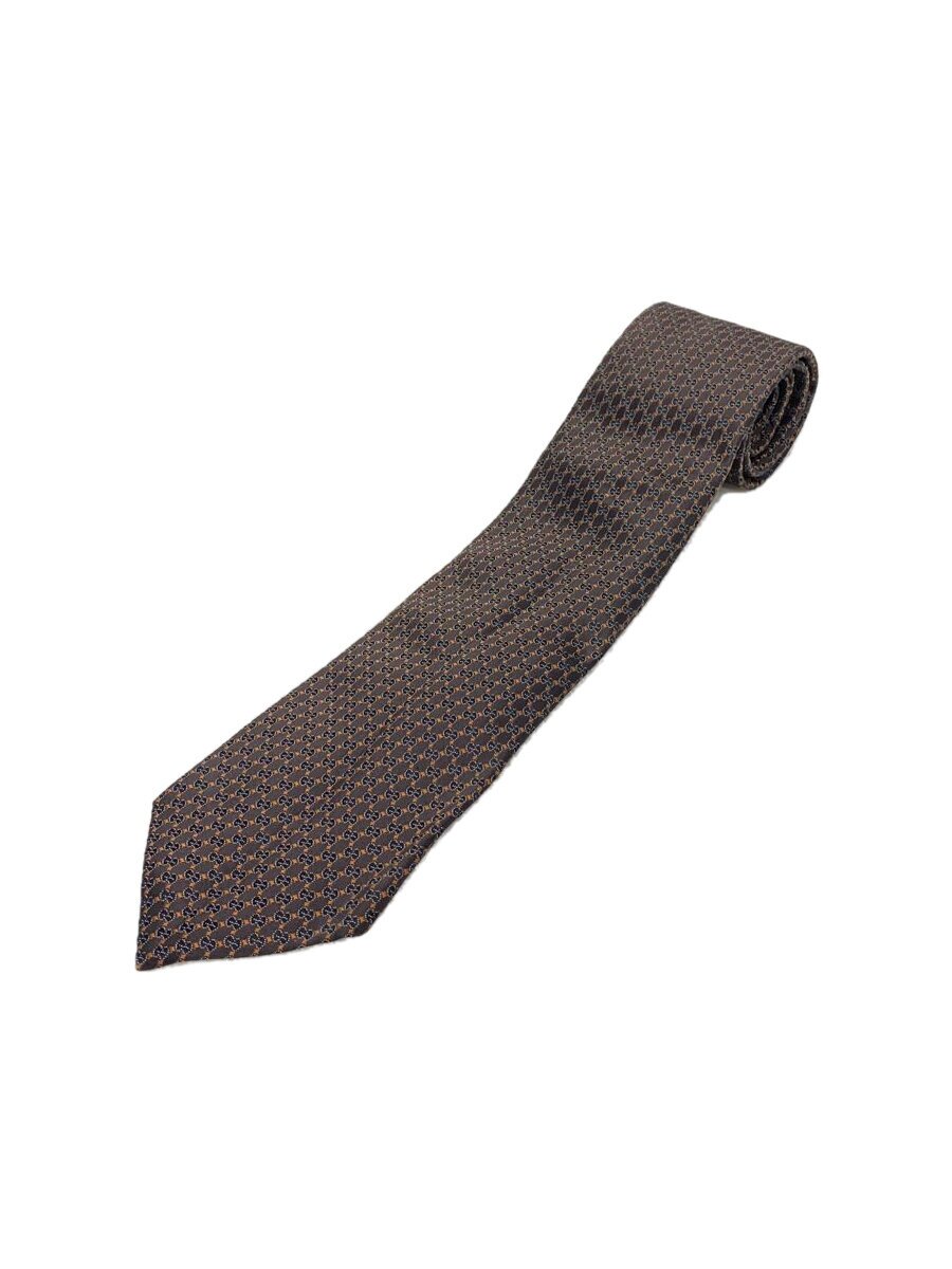 【中古】GUCCI◆タイ/絹地/BRW/総柄/メンズ【服飾雑貨他】