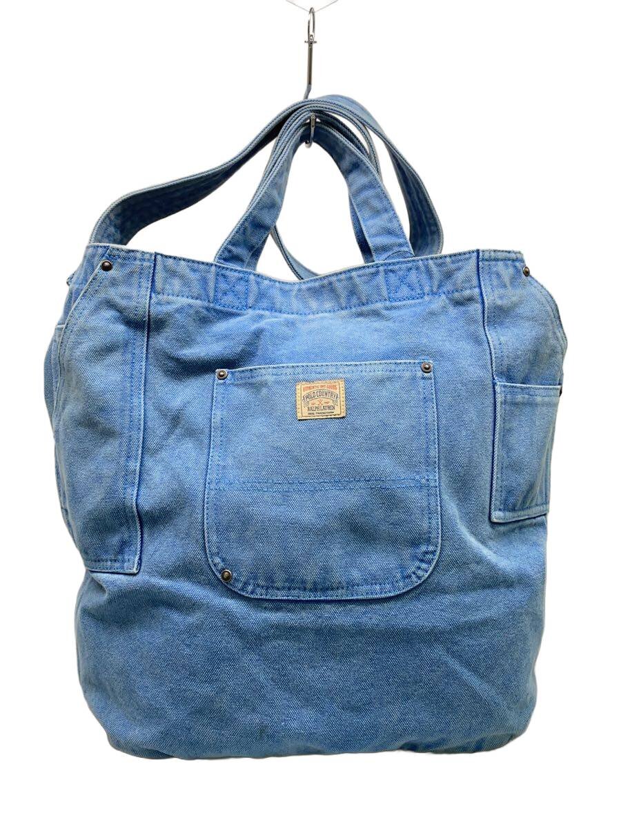 【中古】POLO RALPH LAUREN◆Polo Country/Canvas Tote Bag/トートバッグ/綿織物/BLU【御徒面子】
