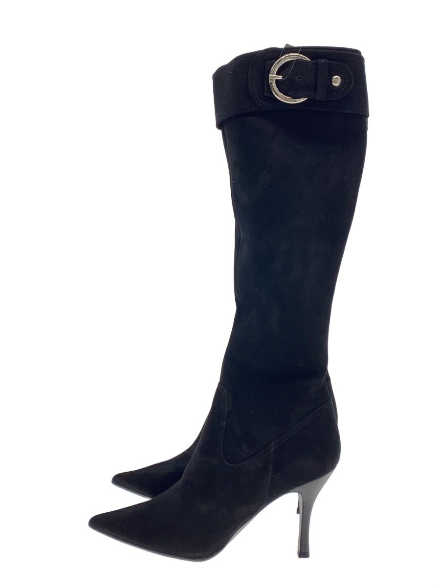 【中古】DIANA◆ロングブーツ/23.5糎/BLK/スウェード【シューズ】