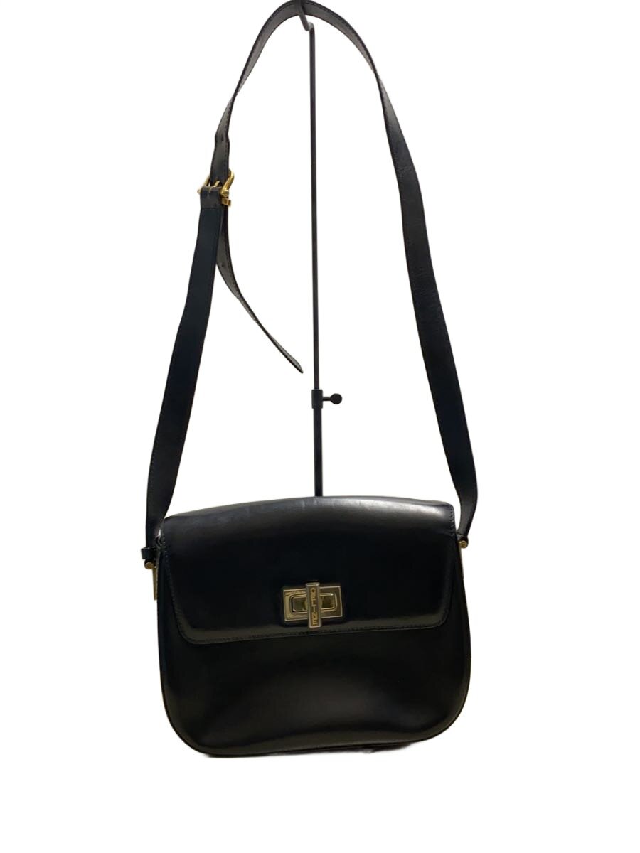 【中古】CELINE◆ショルダーバッグ/なめし革/BLK【御徒面子】