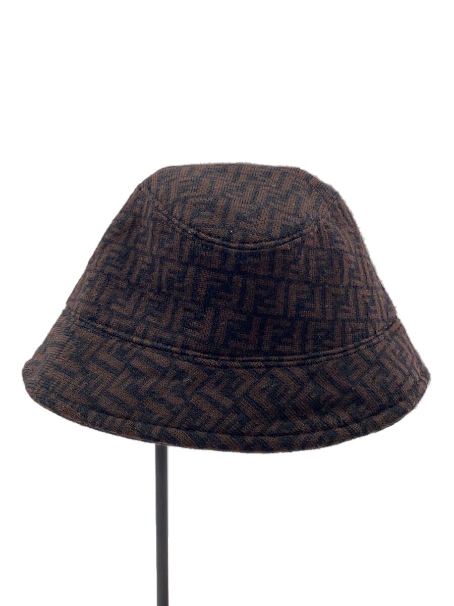 【中古】FENDI◆井戸釣瓶かぶり笠/--/羊毛/BRW/総柄/レディース【服飾雑貨他】