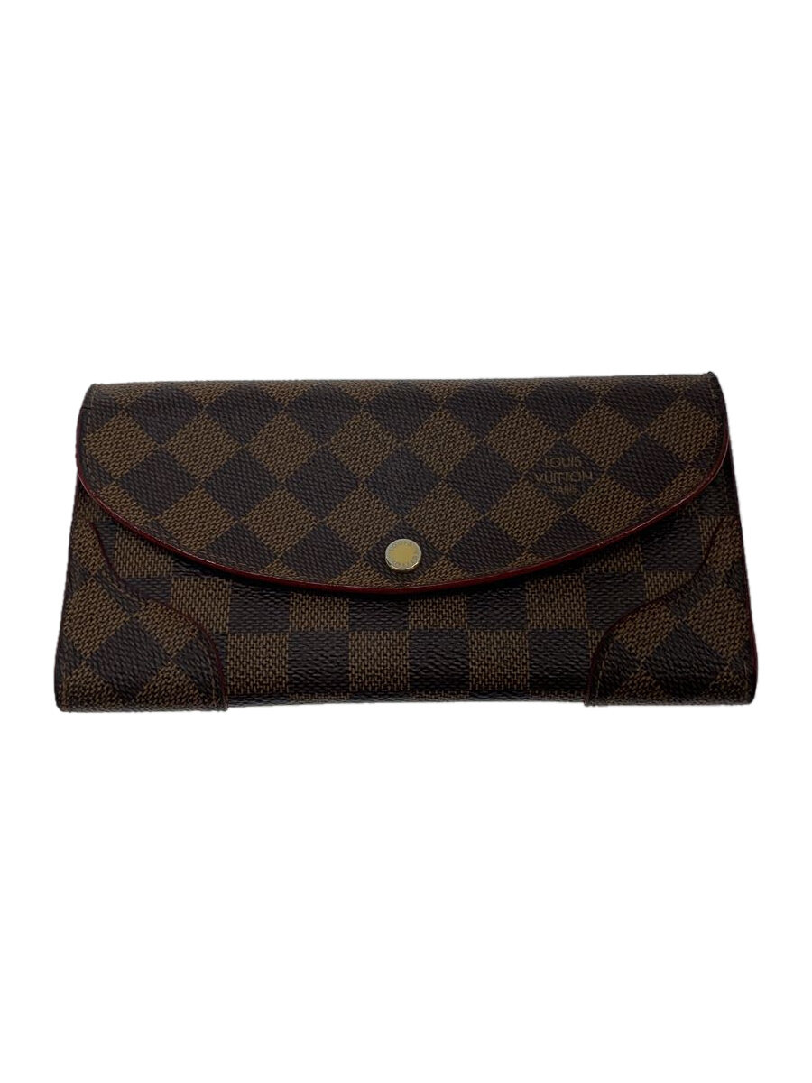 【中古】LOUIS VUITTON◆ポルト・フォイユ・カイサ_ダミエ・エベヌ/PVC/BRW/メンズ//【服飾雑貨他】