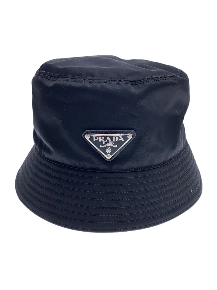 【中古】PRADA◆井戸釣瓶かぶり笠/S/ナイロン/BLK/無地/レディース/1HC137【服飾雑貨他】