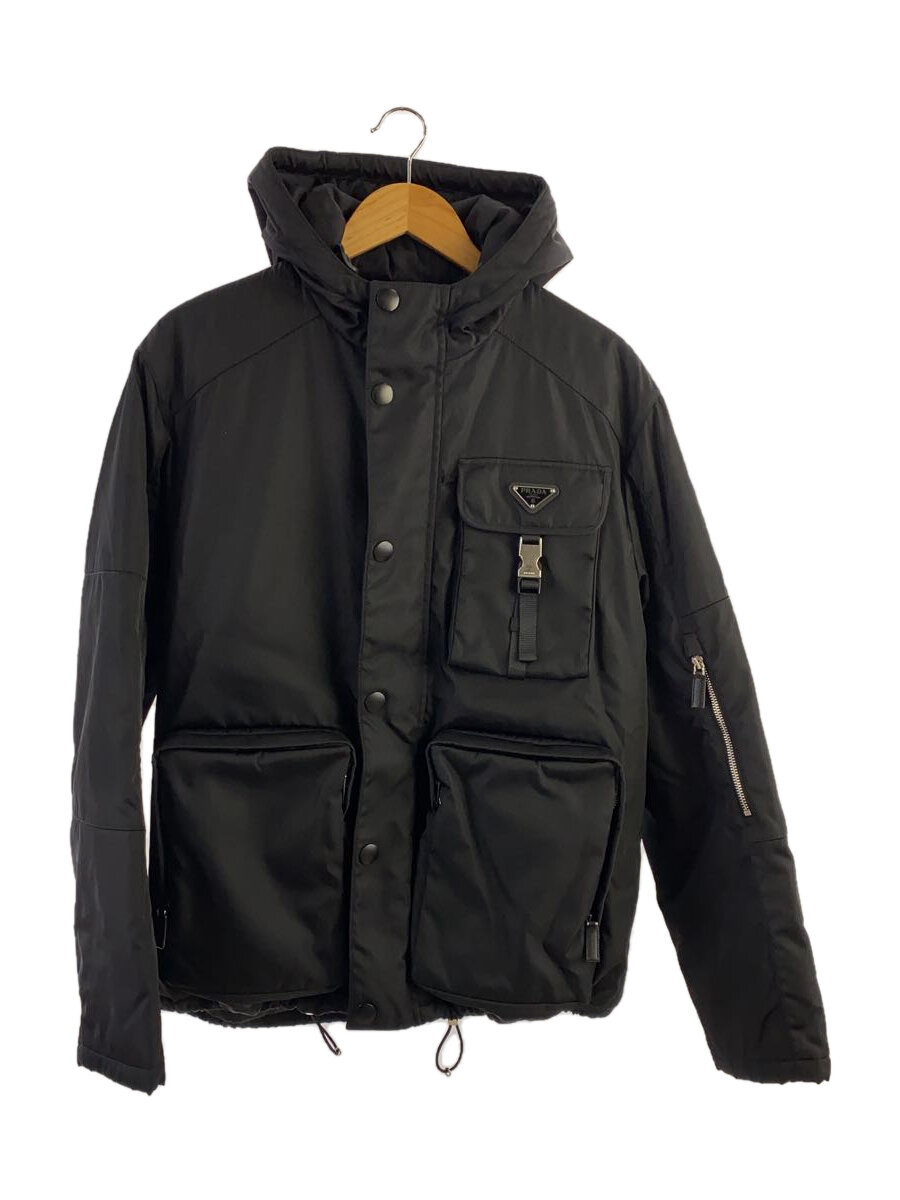 【中古】PRADA◆21AW/CARGO JACKET/Rafsimons寄せあわせ/M/ナイロン/BLK/SGB812//【メンズウェア】