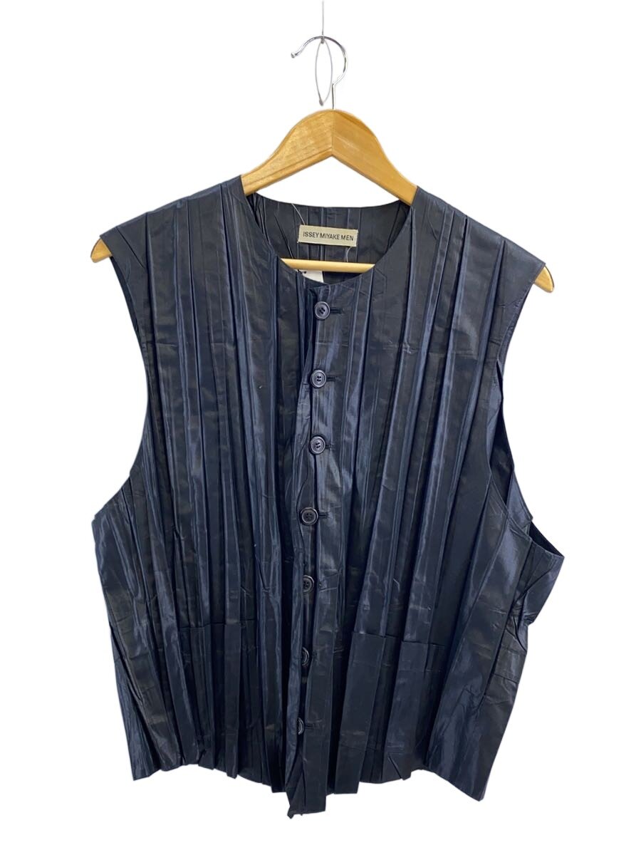 【中古】ISSEY MIYAKE MEN◆ジレベスト/M/ポリエステル/BLK/ME53-FE280【メンズウェア】