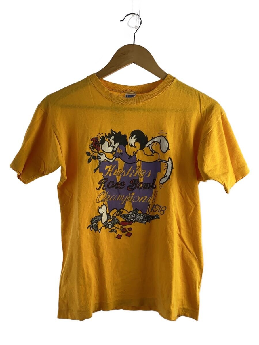 【中古】Champion◆70s/プルオーバー/M/綿織物/YLW/刷り上げる【メンズウェア】