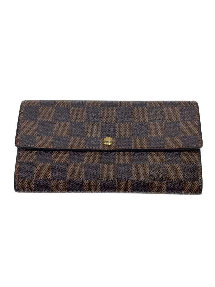 【中古】LOUIS VUITTON◆1)ポルト・フォイユ・サラ_ダミエ・エベヌ/PVC/BRW/総柄/レディース【服飾雑貨他】 その他-バッグ・小物・ブランド雑貨
