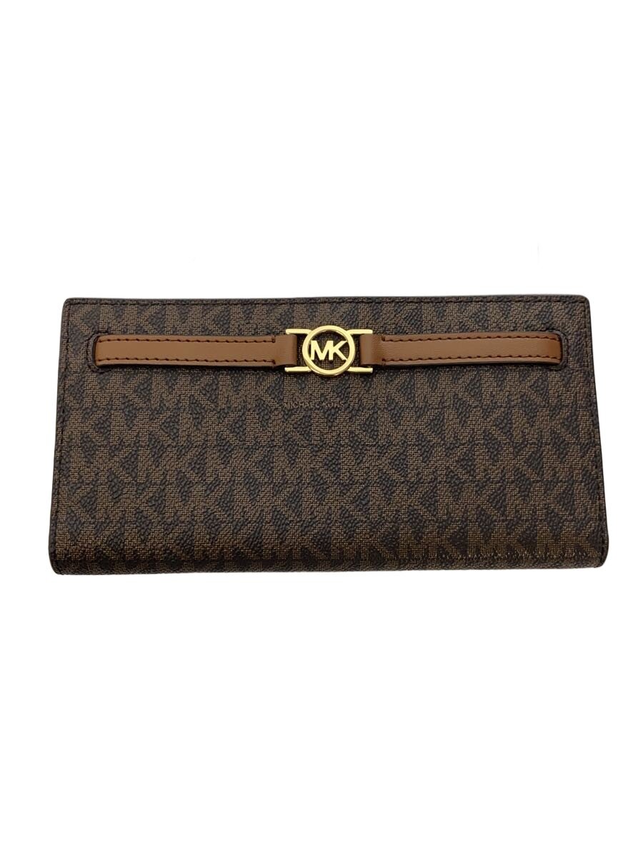 【中古】MICHAEL KORS◆REEDスナップウォレットラージ/PVC/BRW/MK名書き/レディース/35F4G6RE3B【服飾雑貨他】