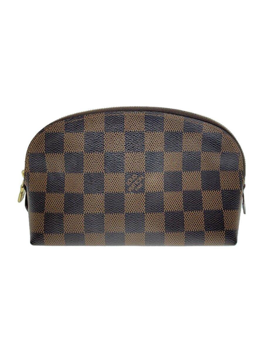 【中古】LOUIS VUITTON◆ポシェット・コスメティックPM_ダミエ・エベヌ_BRW/PVC/BRW【御徒面子】