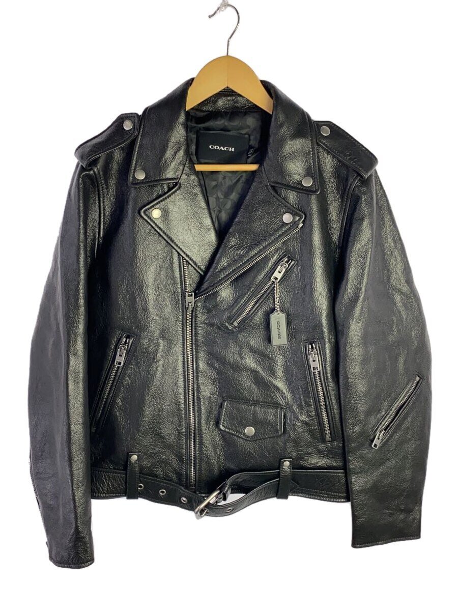 【中古】COACH◆ダブルライダースジャケット/S/牛皮/BLK/CL359【メンズウェア】