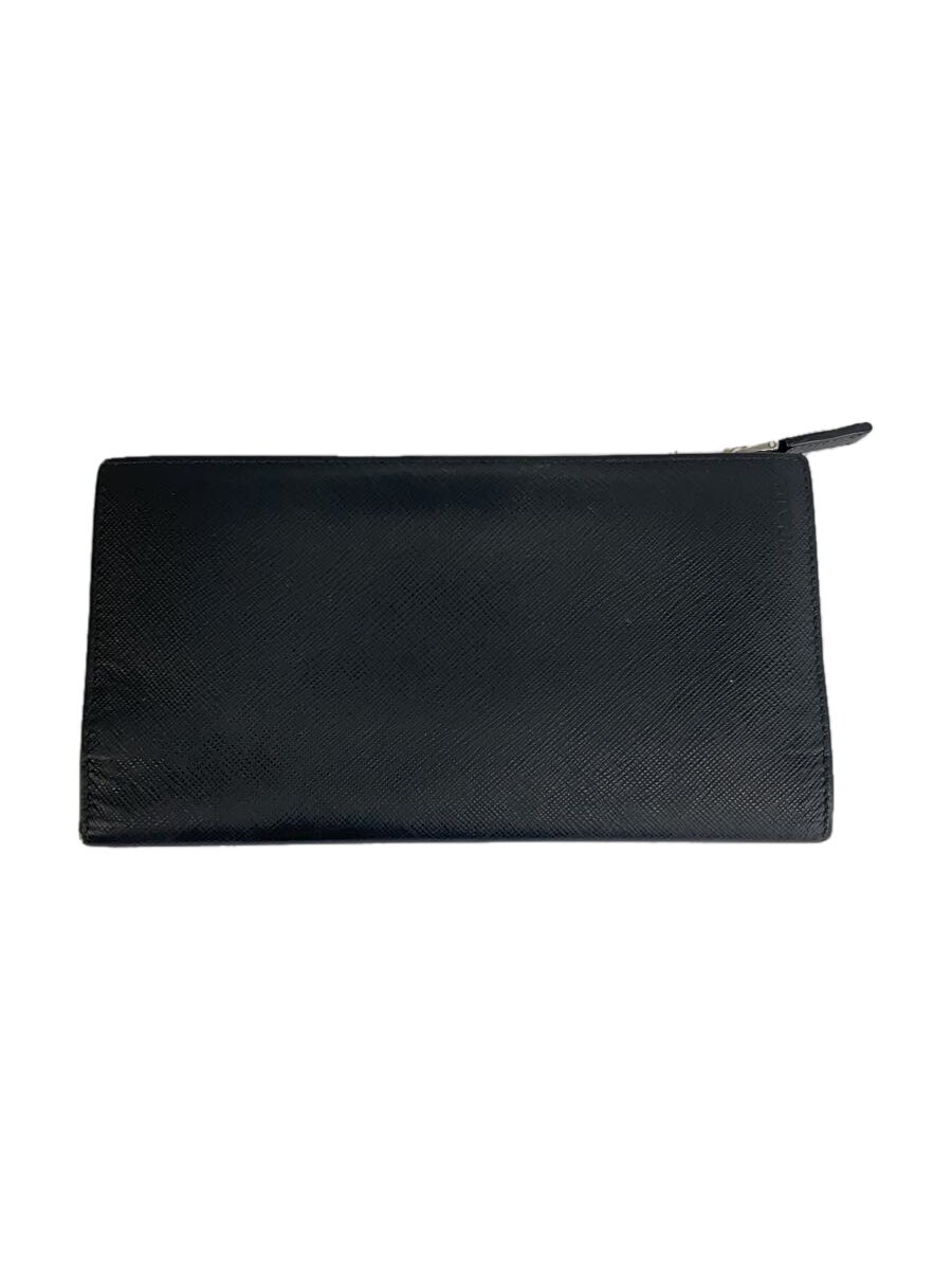 【中古】PRADA◆長紙入れ/なめし革/BLK/メンズ【服飾雑貨他】