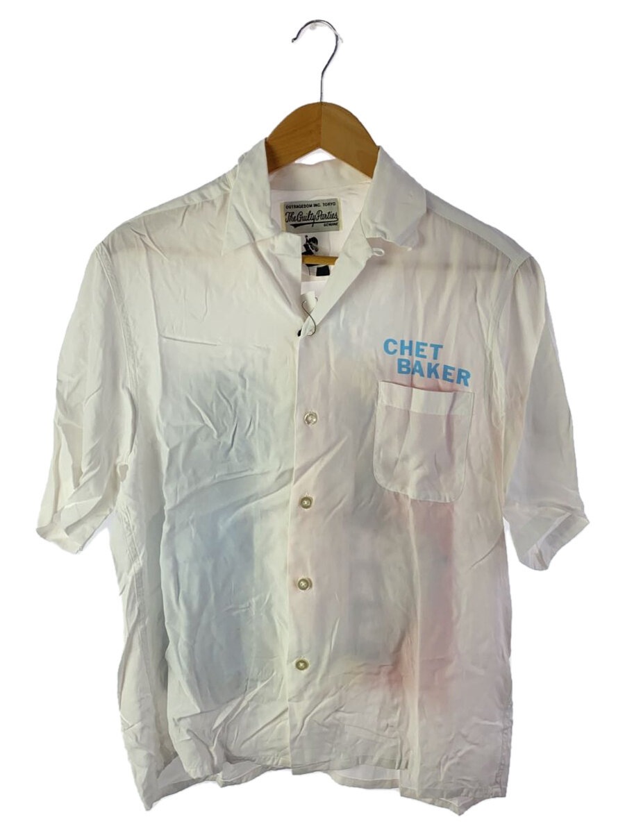 【中古】WACKO MARIA◆CHET BAKER/S/S HAWAIIAN SHIRT/半袖プルオーバー/S/人絹/WHT//【メンズウェア】