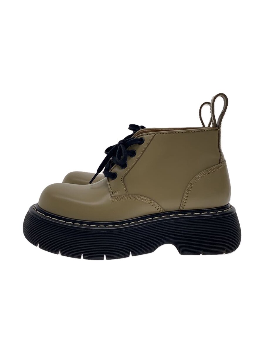 【中古】BOTTEGA VENETA◆Bounce Boots/ブーツ/34/KHK/なめし革【シューズ】